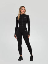 ENSEMBLE FITNESS FEMME NOIR — Vue 1 coupe athlétique 280 GSM